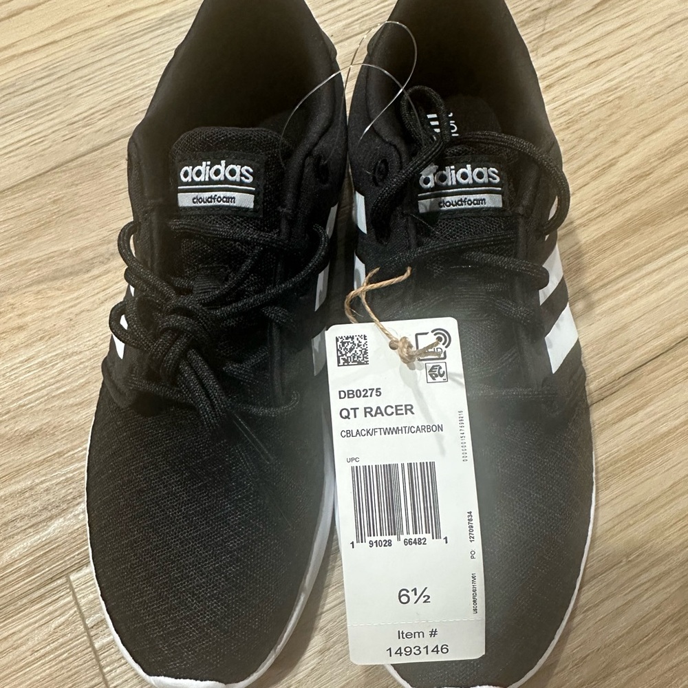 Adidas Black and Gray QT Racer Sneakers